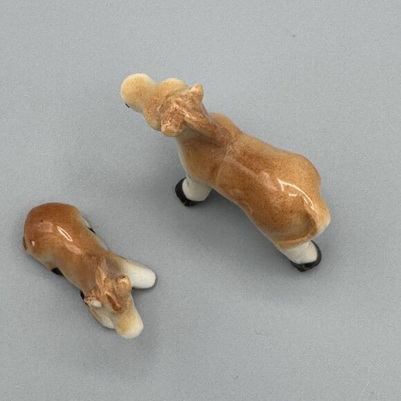 Vtg Glazed Miniature Horse Foal Set Unmarked Porcelain Bone China Ceramic 2" - Picture 5 of 6